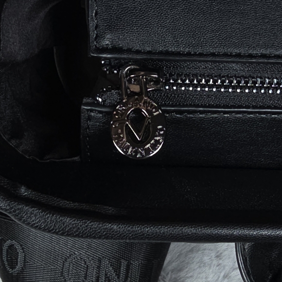 Valentino Orlandi Women's Quilted Black Vegan Leather Satchel Handbag New - Picture 8 of 16